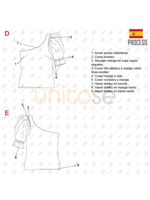 MOLDE BLUSA ASIMETRICA MUJER 2210
